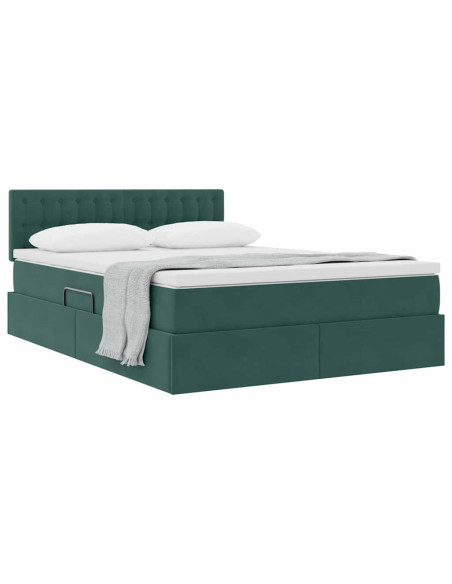 Letto con Contenitore Verde Scuro 140 x 200 cm Velluto