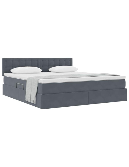 Letto con Contenitore Grigio scuro 160 x 200 cm Velluto