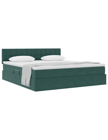 Letto con Contenitore Verde Scuro 160 x 200 cm Velluto