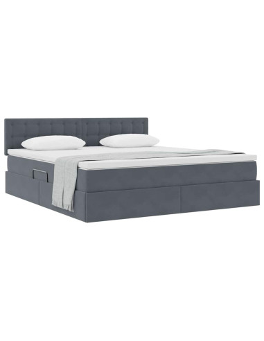 Letto con Contenitore Grigio scuro 180 x 200 cm Velluto
