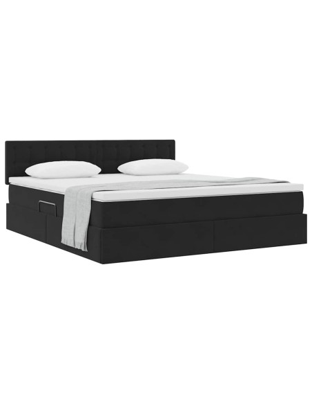 Letto con Contenitore con materasso Nero 180 x 200 cm Velluto