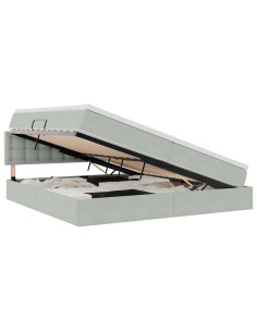 Letto con Contenitore Grigio chiaro 200 x 200 cm Velluto 2