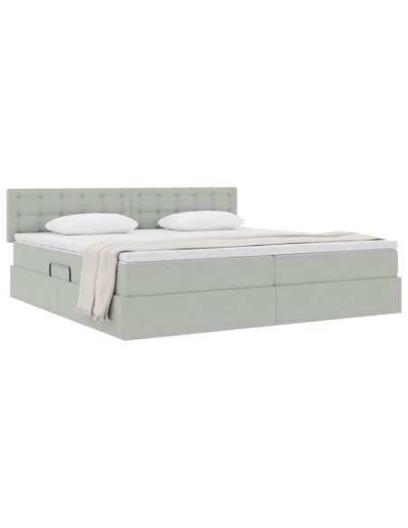 Letto con Contenitore Grigio chiaro 200 x 200 cm Velluto