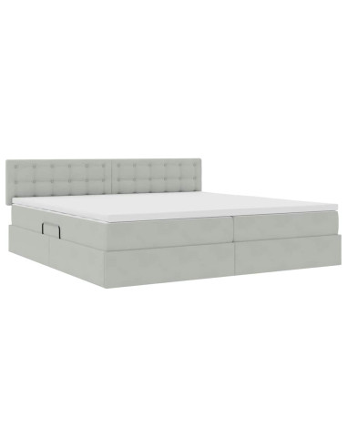 Letto con Contenitore Grigio chiaro 200 x 200 cm Velluto