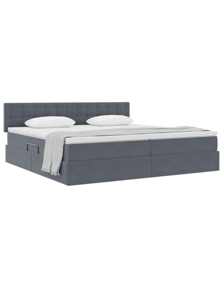 Letto con Contenitore Grigio scuro 200 x 200 cm Velluto
