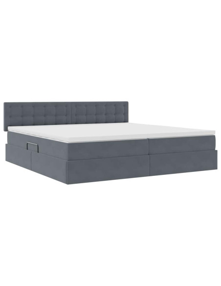 Letto con Contenitore Grigio scuro 200 x 200 cm Velluto