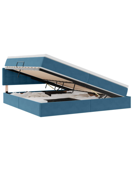 Letto con Contenitore Blu Scuro 200 x 200 cm Velluto