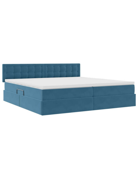 Letto con Contenitore Blu Scuro 200 x 200 cm Velluto