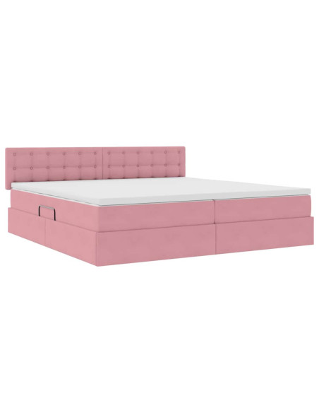 Letto con Contenitore con materasso Rosa 200 x 200 cm Velluto