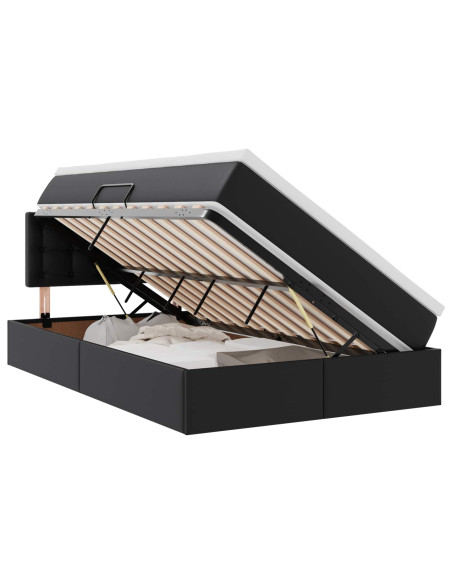 Letto con contenitore e LED Nero 120 x 190 cm Pelle Sintetica
