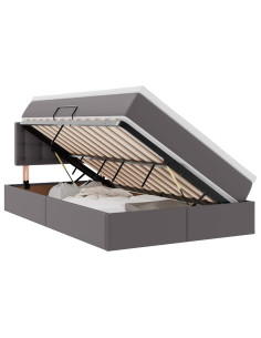 Letto con contenitore e LED Grigio 120 x 190 cm Pelle Sintetica 2