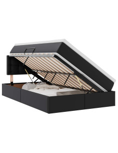 Letto con contenitore e LED Nero 120 x 200 cm Pelle Sintetica 2