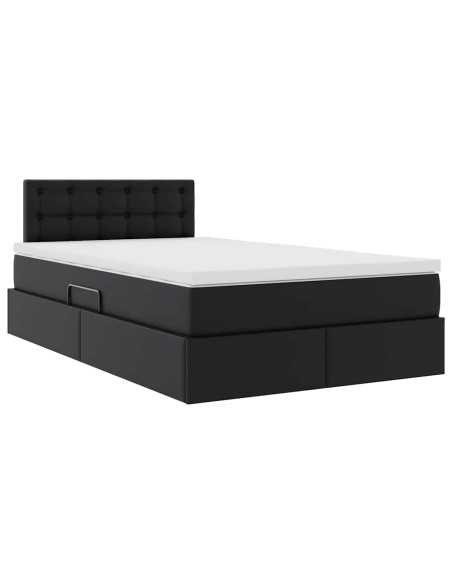 Letto con contenitore e LED Nero 120 x 200 cm Pelle Sintetica