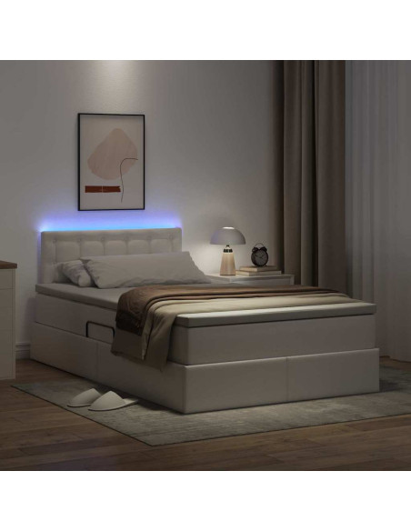Letto con contenitore e LED con led Bianco Puro 120 x 200 cm