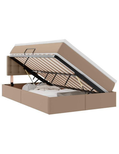 Letto con contenitore e LED con led Cappuccino 120 x 200 cm