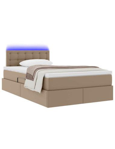 Letto con contenitore e LED con led Cappuccino 120 x 200 cm