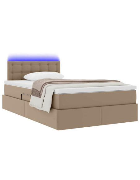 Letto con contenitore e LED con led Cappuccino 120 x 200 cm