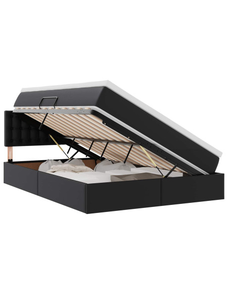 Letto con contenitore e LED Nero 140 x 190 cm Pelle Sintetica