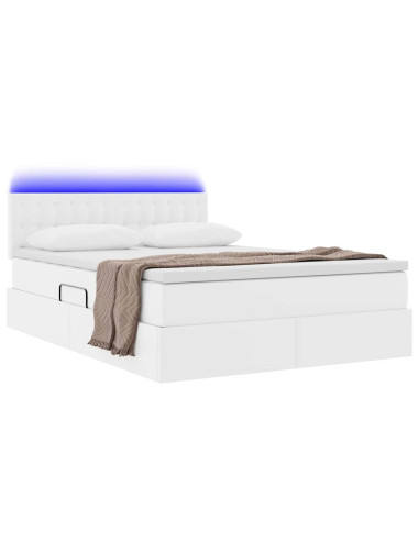 Letto con contenitore e LED con led Bianco Puro 140 x 190 cm