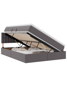 Letto con contenitore e LED Grigio 140 x 190 cm Pelle Sintetica 2
