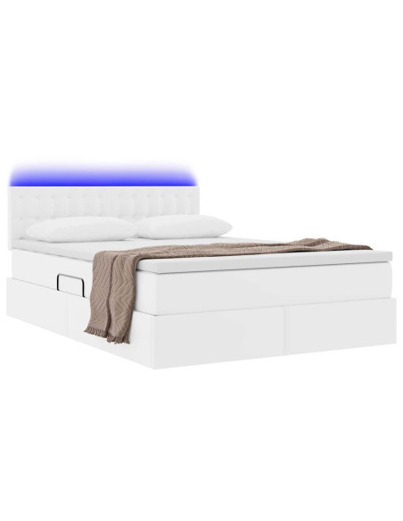 Letto con contenitore e LED con led Bianco Puro 140 x 200 cm