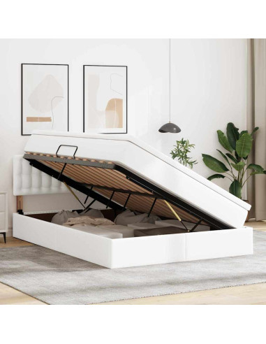Letto con contenitore e LED con led Bianco Puro 140 x 200 cm