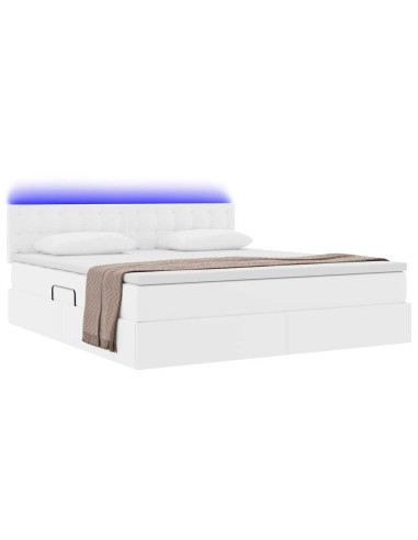 Letto con contenitore e LED con led Bianco Puro 160 x 200 cm