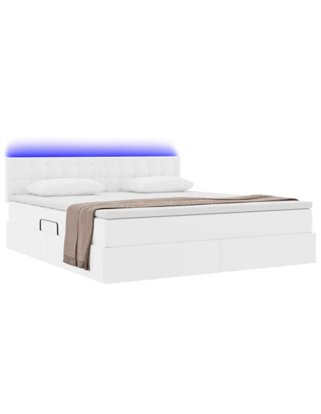 Letto con contenitore e LED con led Bianco Puro 160 x 200 cm