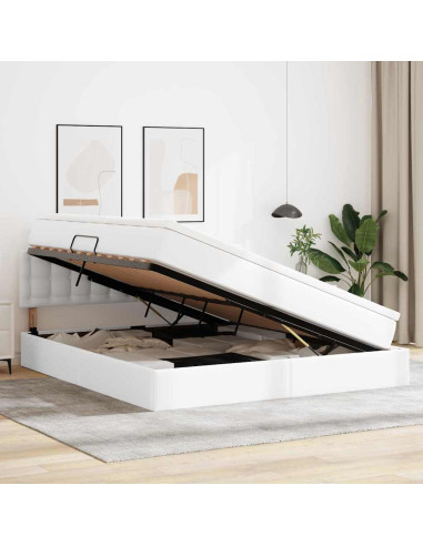 Letto con contenitore e LED con led Bianco Puro 160 x 200 cm