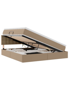 Letto con contenitore e LED con led Cappuccino 160 x 200 cm 2