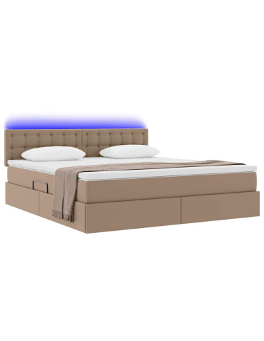 Letto con contenitore e LED con led Cappuccino 160 x 200 cm