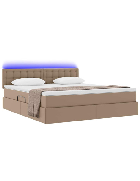 Letto con contenitore e LED con led Cappuccino 160 x 200 cm