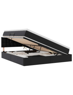 Letto con contenitore e LED Nero 180 x 200 cm Pelle Sintetica 2