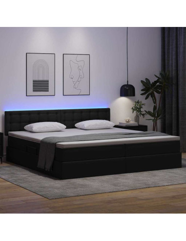 Letto con contenitore e LED con led Grigio chiaro 200 x 200 cm