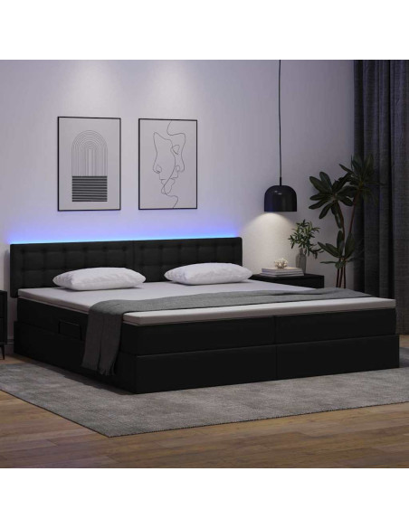 Letto con contenitore e LED con led Grigio chiaro 200 x 200 cm