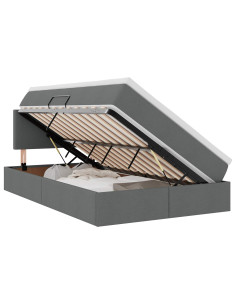 Letto con contenitore e LED Grigio scuro 120 x 190 cm Tessuto 2