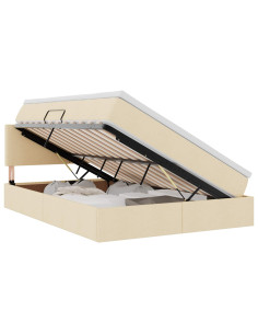 Letto con contenitore e LED con led Crema 140 x 200 cm Tessuto 2
