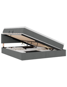 Letto con contenitore e LED Grigio scuro 180 x 200 cm Tessuto 2