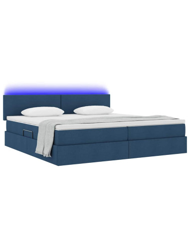 Letto con contenitore e LED con led Blu 200 x 200 cm Tessuto