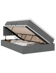 Letto con contenitore e LED Grigio scuro 120 x 200 cm Tessuto 2