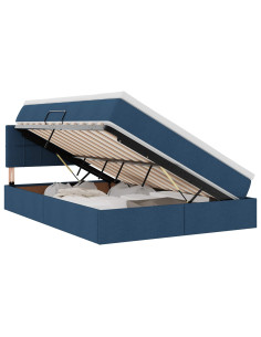 Letto con contenitore e LED con led Blu 140 x 200 cm Tessuto 2