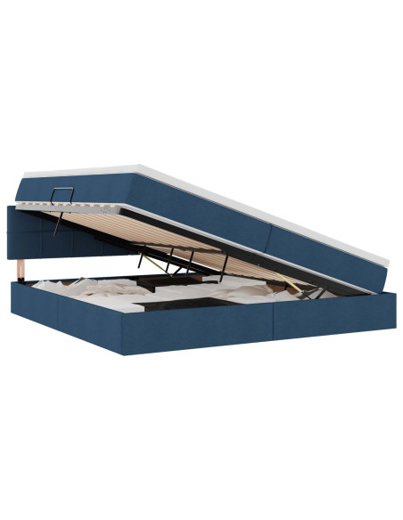 Letto con contenitore e LED con led Blu 200 x 200 cm Tessuto