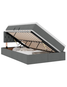 Letto con contenitore e LED Grigio scuro 120 x 200 cm Tessuto 2