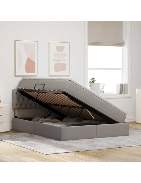 Letto con contenitore e LED con led Talpa 140 x 200 cm Tessuto
