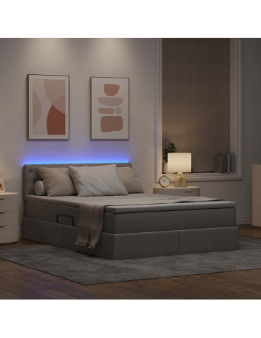 Letto con contenitore e LED con led Talpa 140 x 200 cm Tessuto