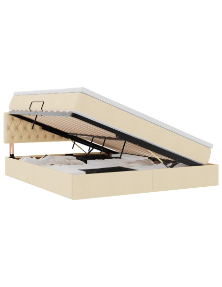 Letto con contenitore e LED con led Crema 160 x 200 cm Tessuto