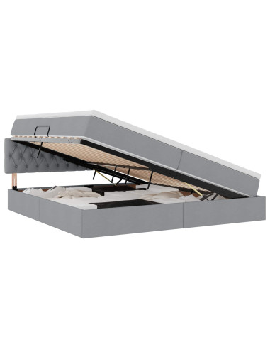 Letto con contenitore e LED Grigio chiaro 200 x 200 cm Tessuto
