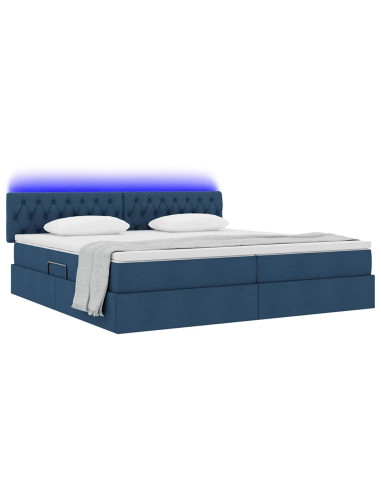 Letto con contenitore e LED con led Blu 200 x 200 cm Tessuto