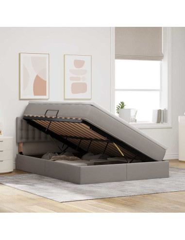 Letto con contenitore e LED con led Talpa 140 x 200 cm Tessuto
