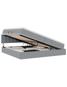 Letto con contenitore e LED Grigio chiaro 200 x 200 cm Tessuto 2